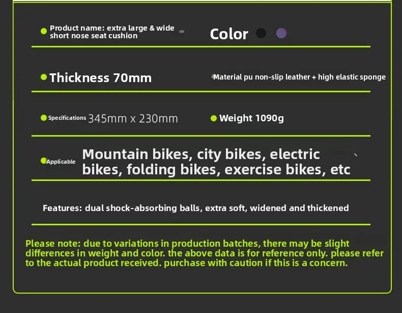 Comfortable Bicycle Saddle for Folding Electric Bikes