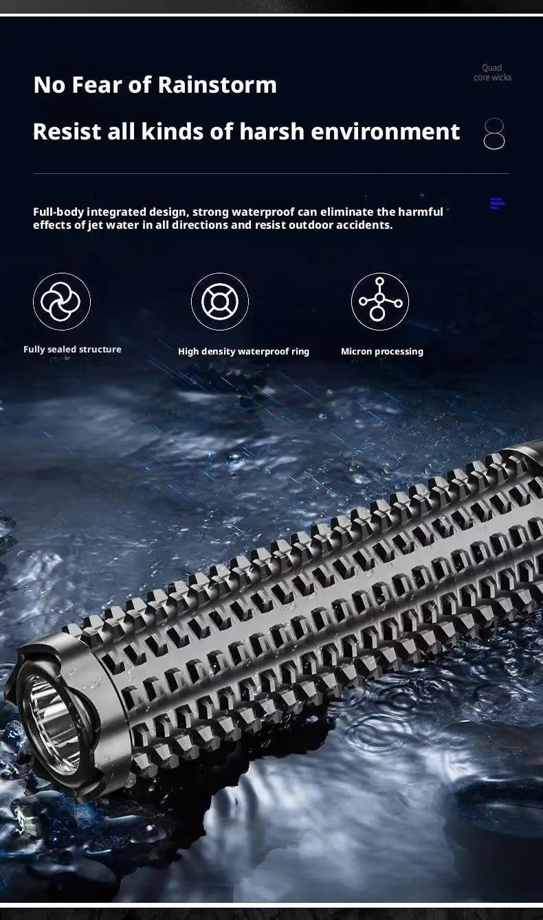 Rechargeable Tactical Flashlight | Self-defense Torch & Window Breaker