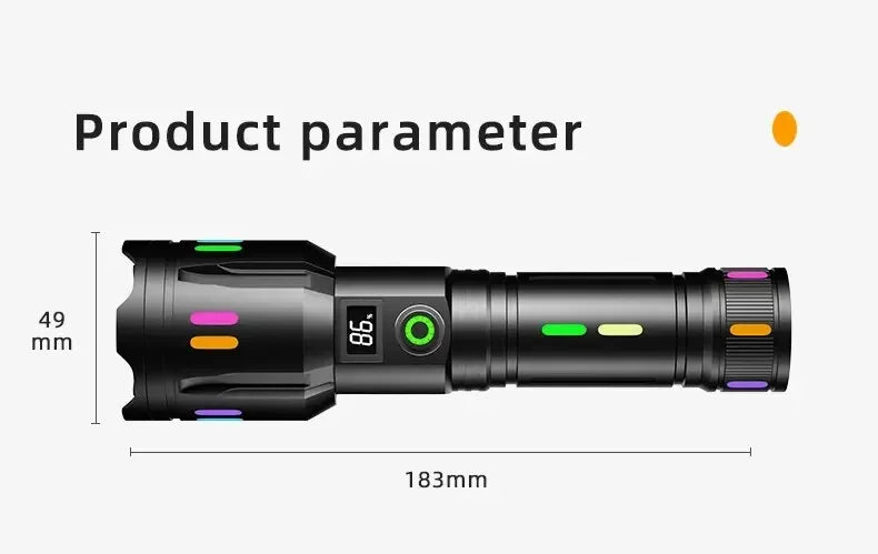 High Power Long Range LED Flashlight | Zoom & Colorful Light