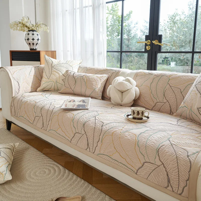 Luxury Pure Cotton Non-Slip Sofa Seat Cover | All Season Comfort