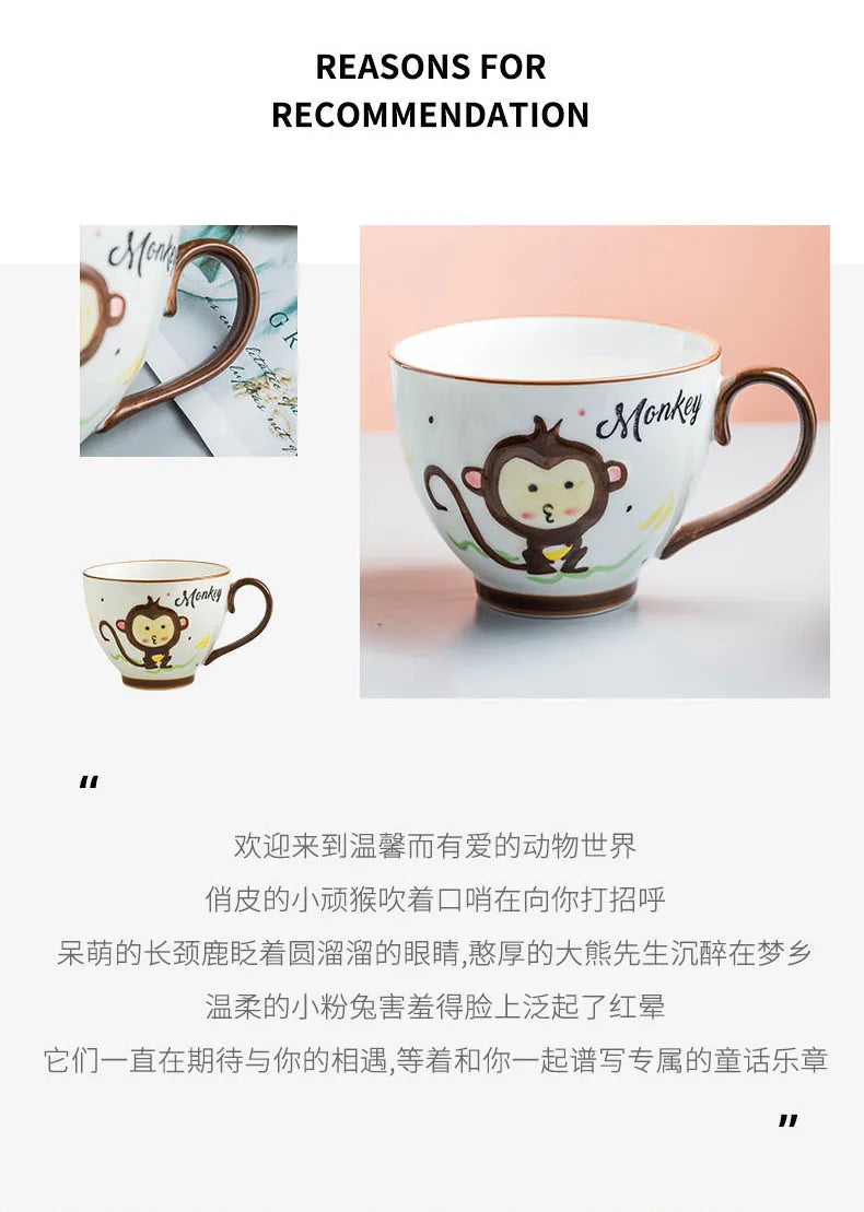 Cute Cartoon Dinosaur & Cat Ceramic Mugs | Fun Breakfast Cups