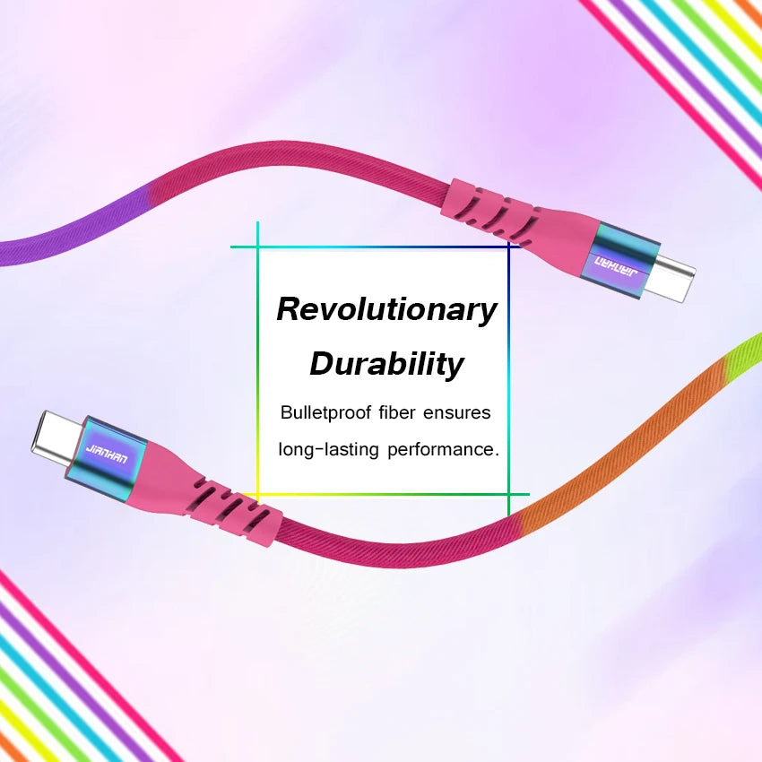 USB C to USB C Cable | 60W Fast Charging Rainbow Braided Cable
