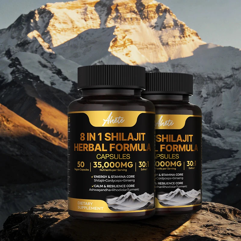 8-in-1 Himalayan Shilajit Capsules for Stress Relief & Vitality