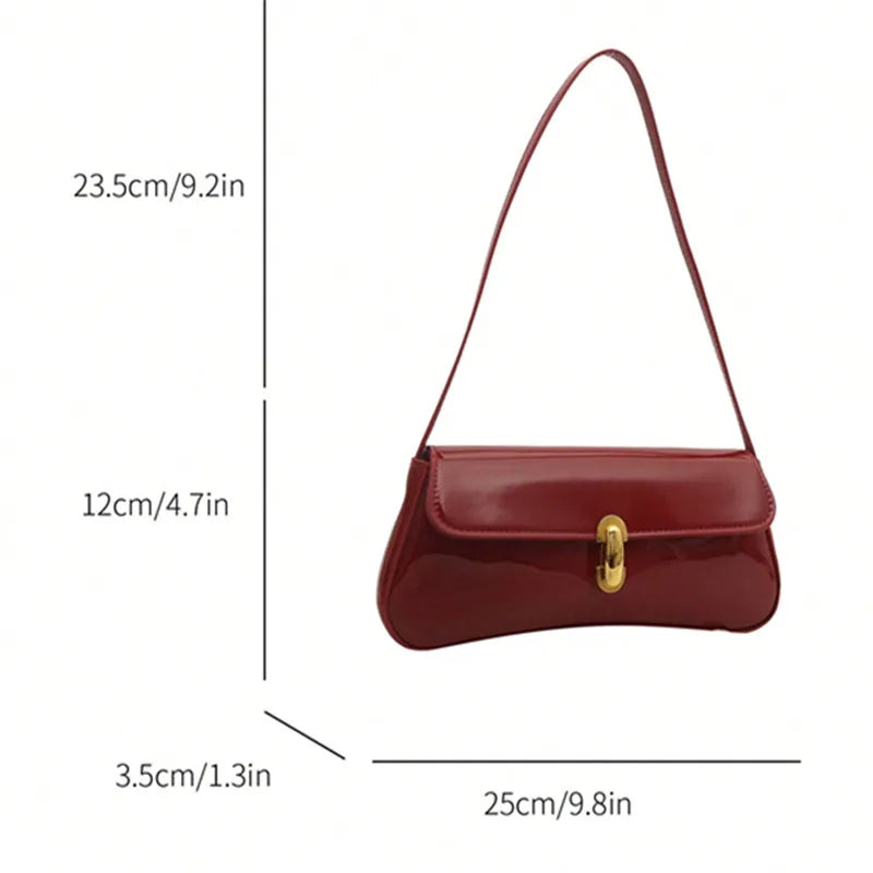 Stylish Shiny PU Leather Handbag | Versatile Women's Tote Bag