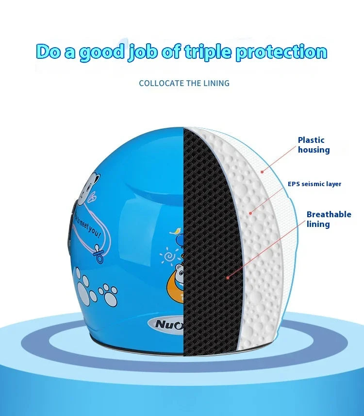Cute Cartoon Kids Helmet | Safe & Stylish Motorcycle Headgear