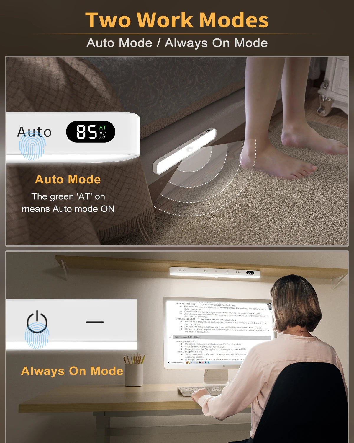 Motion Sensor LED Cabinet Light | Wireless Rechargeable Night Light