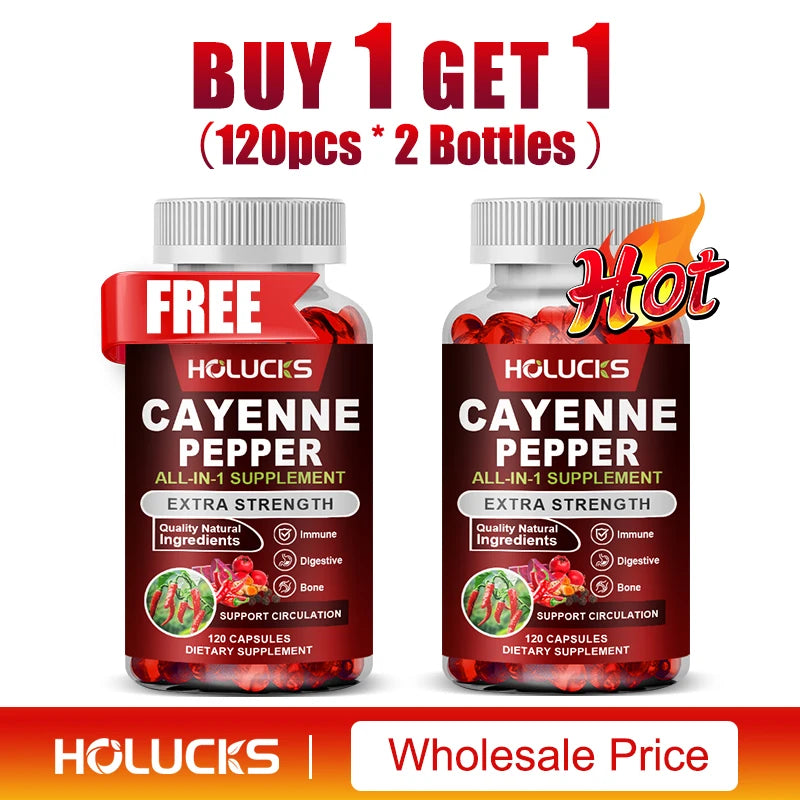 Cayenne Pepper Capsules with Vitamin D3 & K2 | Boost Health & Wellness