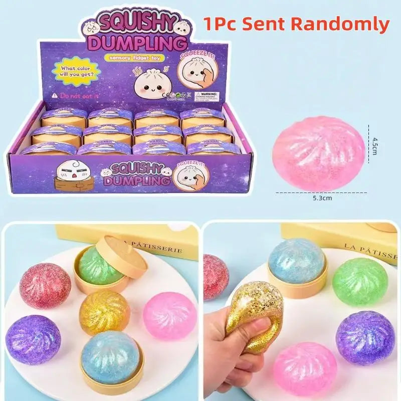 1/2Pcs Slow Rebound Soft Pinch Decompression Toys Simulation Flash Dumpling Pressure Ball Office Home Decor Children Adults Gift
