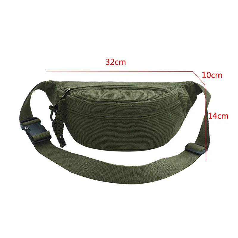 Casual Corduroy Belt Bags for Women | Stylish Fanny Pack