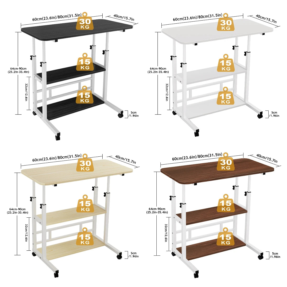 Portable Adjustable Laptop Desk with Wheels for Home Office Use