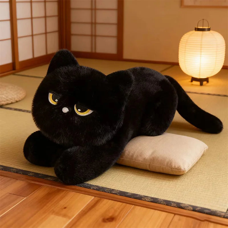 Cute Black Cat Plush Pillow | Soft Stuffed Cushion for Cat Lovers