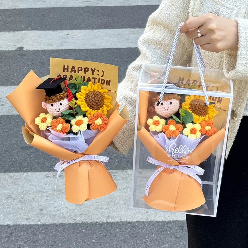 Ramo de flores de graduación tejidas a mano | Regalo perfecto para profesores