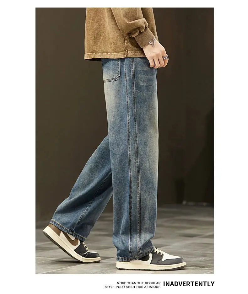 Men's Vintage Casual Jeans | Trendy Loose Fit Wide Denim Pants