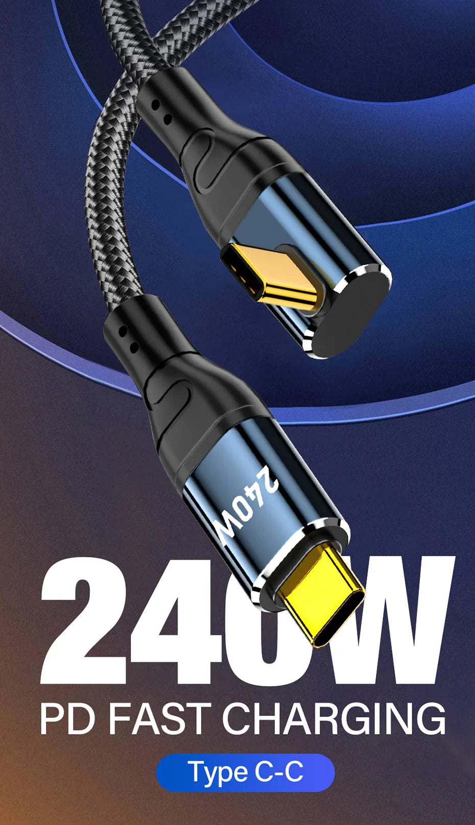240W USB Type C Fast Charge Cable | Compatible with Phones & Laptops