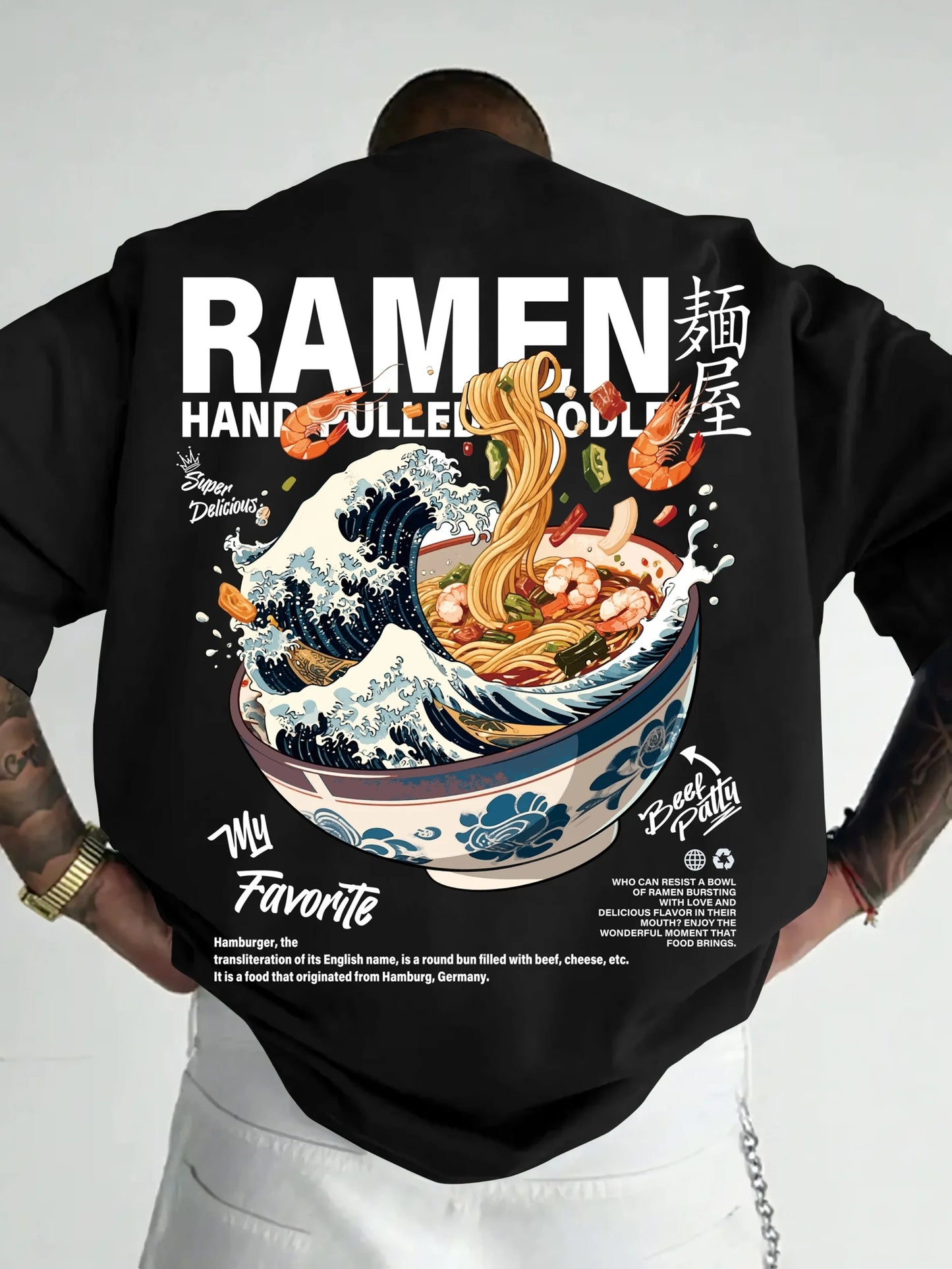 Men's Casual Summer T-Shirt with Japanese Wave Graphic Print