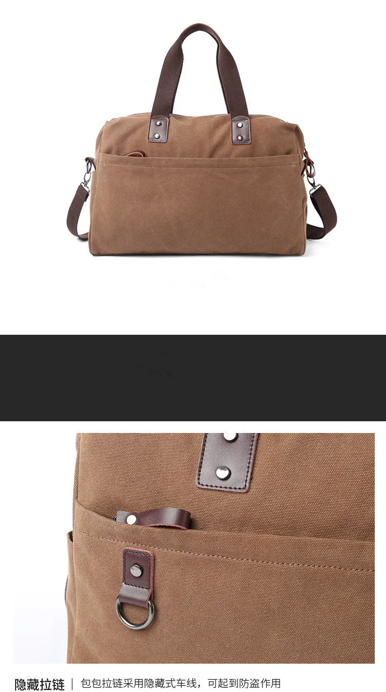 Large Capacity Men's Canvas Shoulder Bag for Travel & Business
