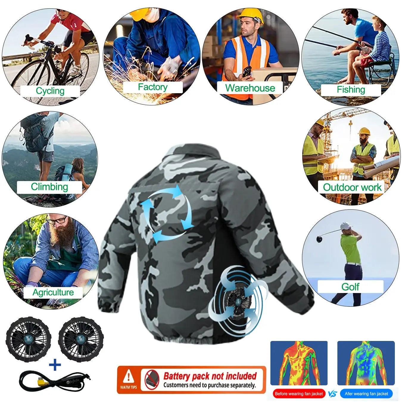 Smart Cooling Jacket for Men | Breathable Air Conditioning Apparel