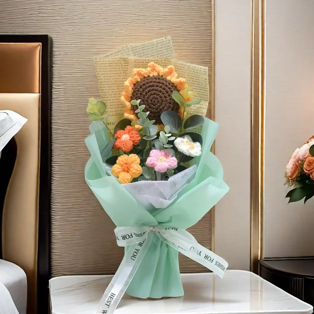 Handmade Crochet Sunflower Bouquet | Timeless Floral Gift Arrangement