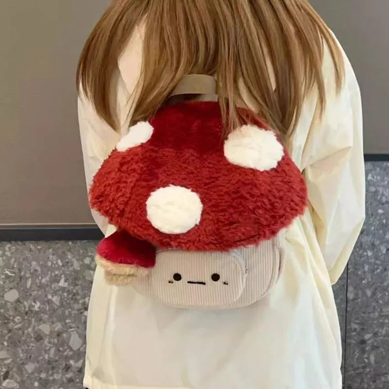 Cute Cartoon Mushroom Backpack | Adorable Plush Doll Bag for Women