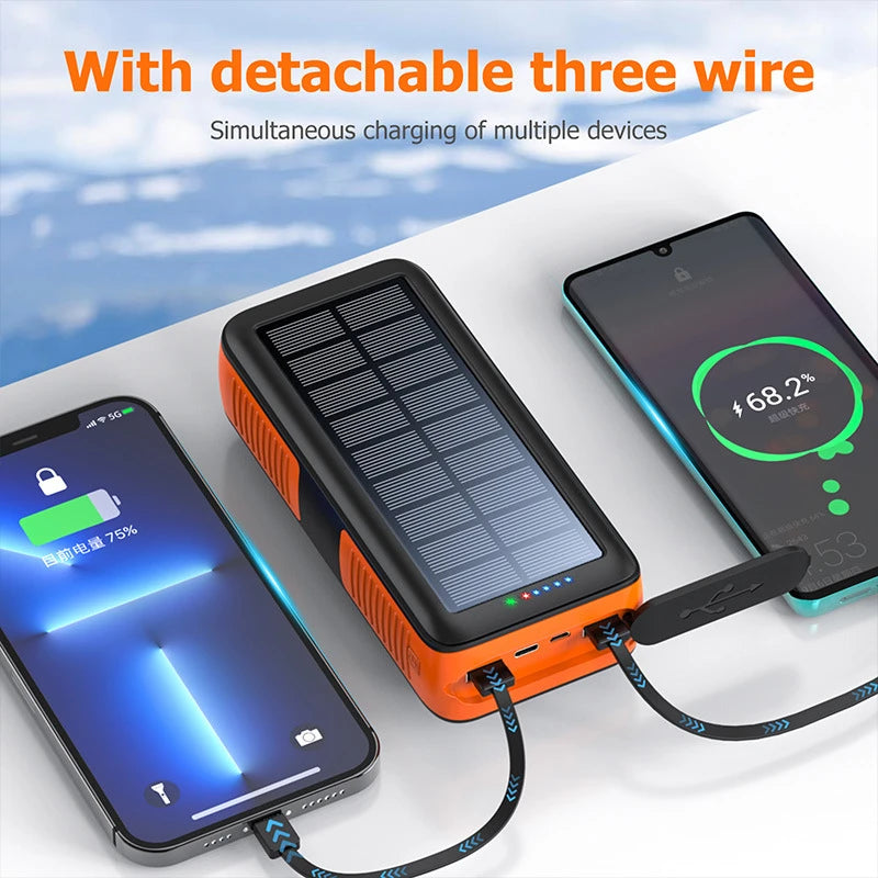 20000mAh Hand Crank Solar Power Bank | Waterproof Portable Charger