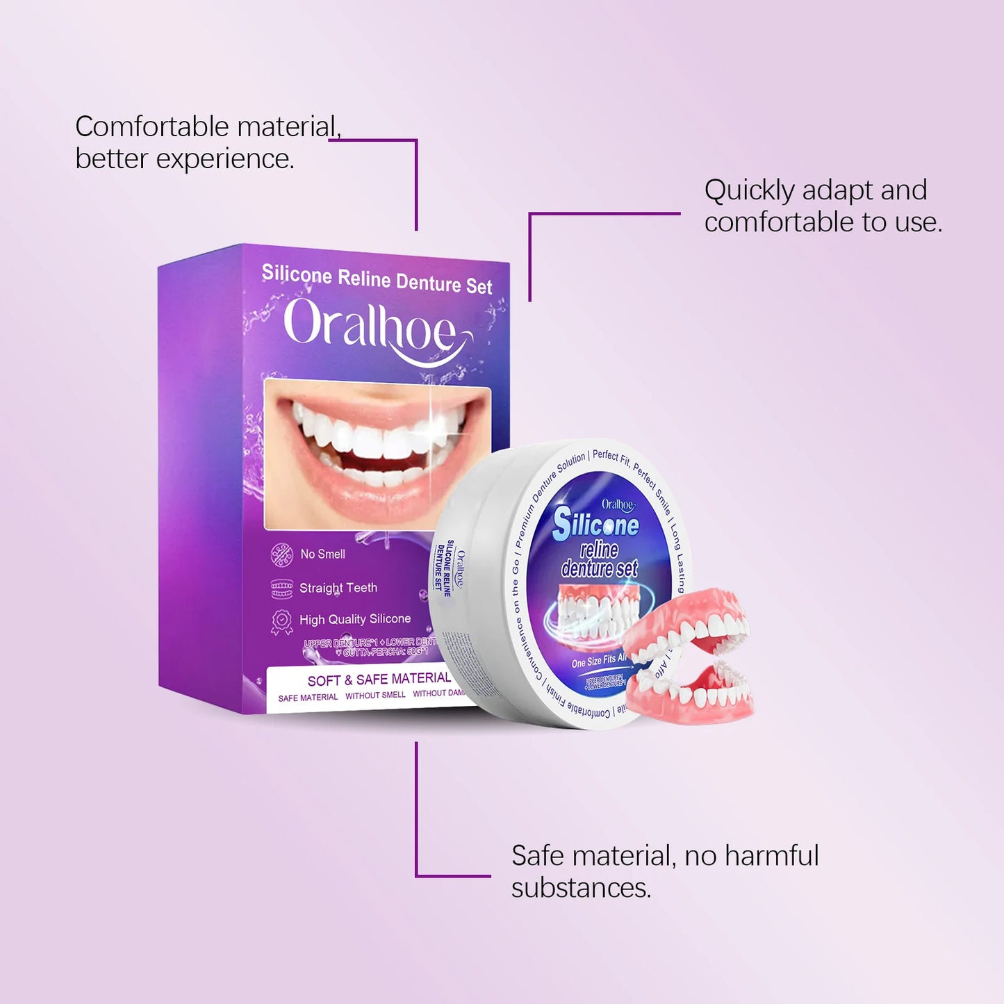 Silicone Denture Set for Temporary Orthodontic Care | Comfort & Hygiene