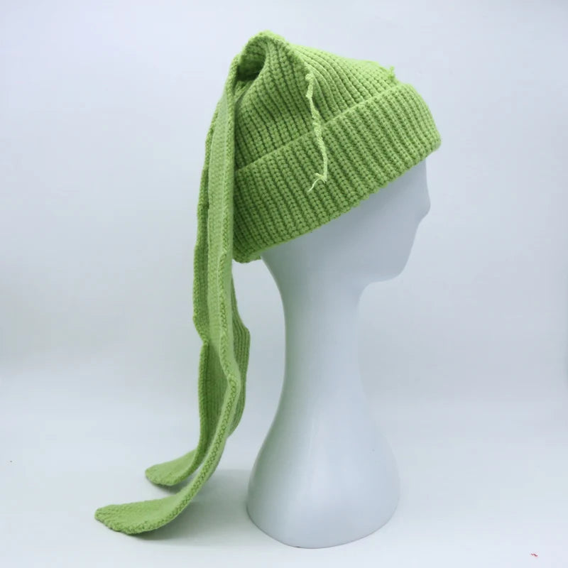 Unisex Long Fox Ears Knitted Beanie | Y2K Bunny Rabbit Hat
