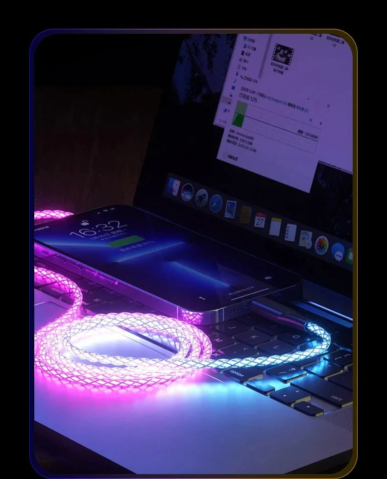 RGB Glowing Super Fast Charging Data Cable USB A to Type C