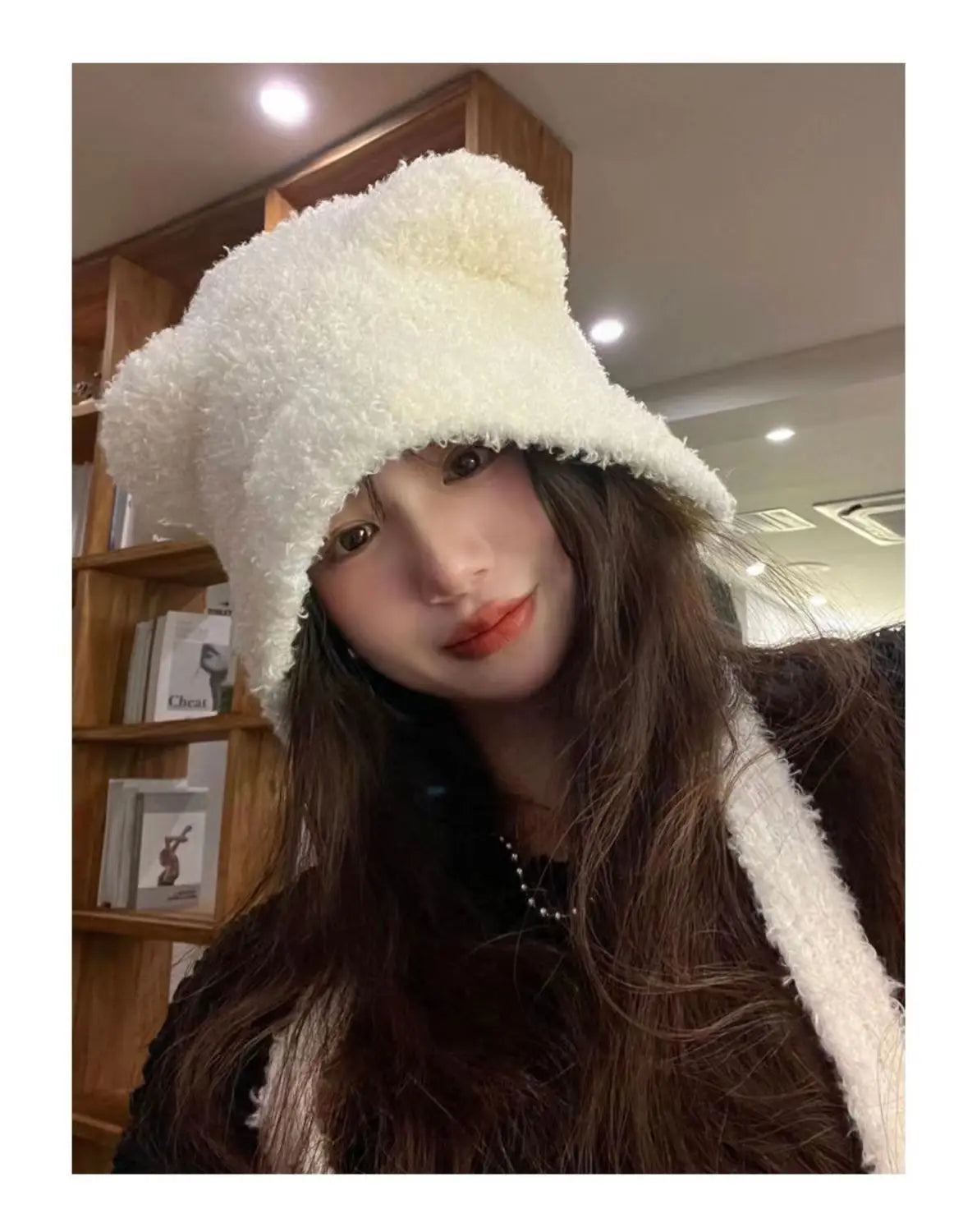 Women's Cute Bear Ear Plush Beanie | Cozy Winter Bomber Hat