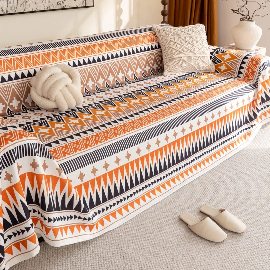Bohemian Printed Sofa Cover | Soft, Pet Friendly Living Room Protector
