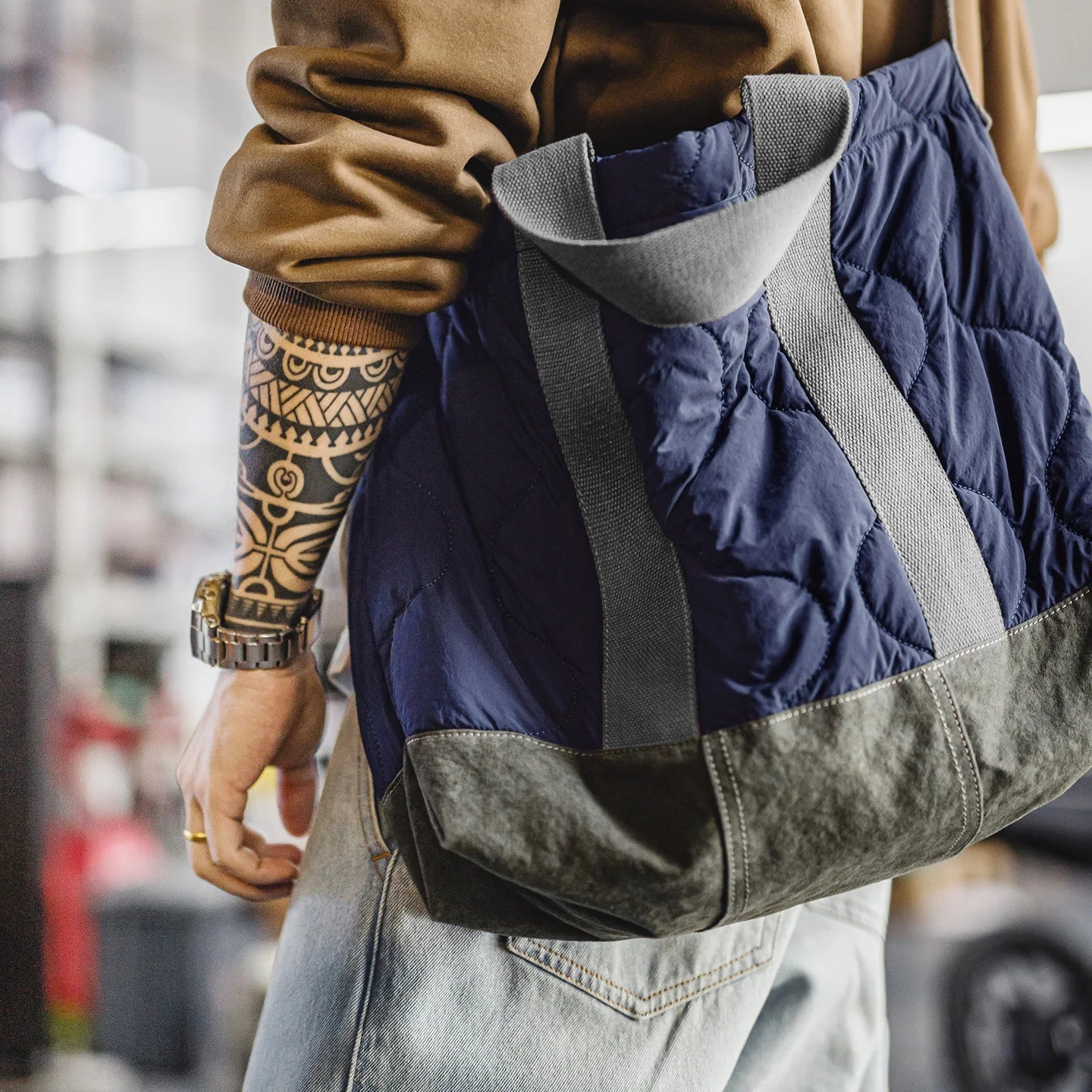 Men's Vintage Military Style Tote Bag | Large Capacity Shoulder Bag