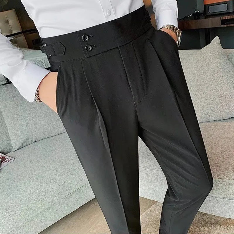 Stylish High Waist Slim Fit Suit Pants for Men | Comfortable Fashion