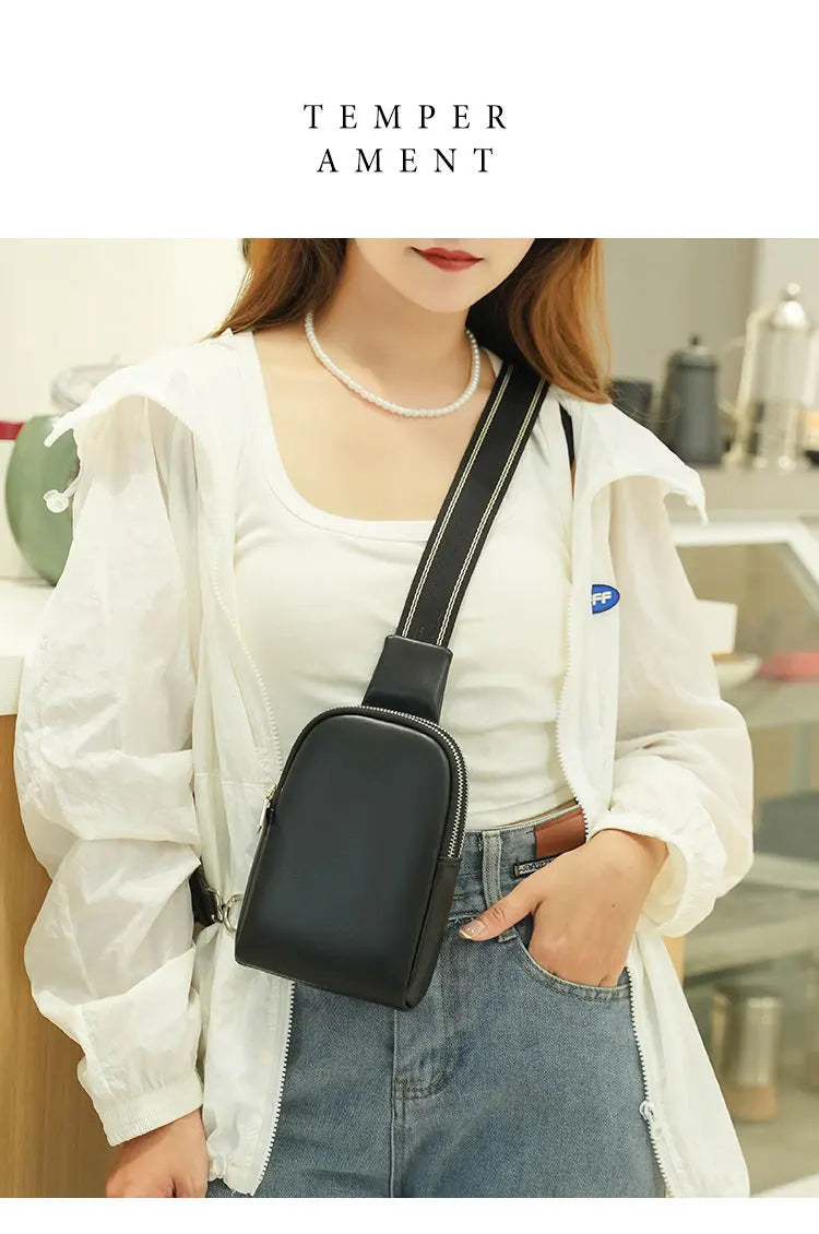Unisex Soft Leather Chest Bag | Versatile Crossbody Waist Bag