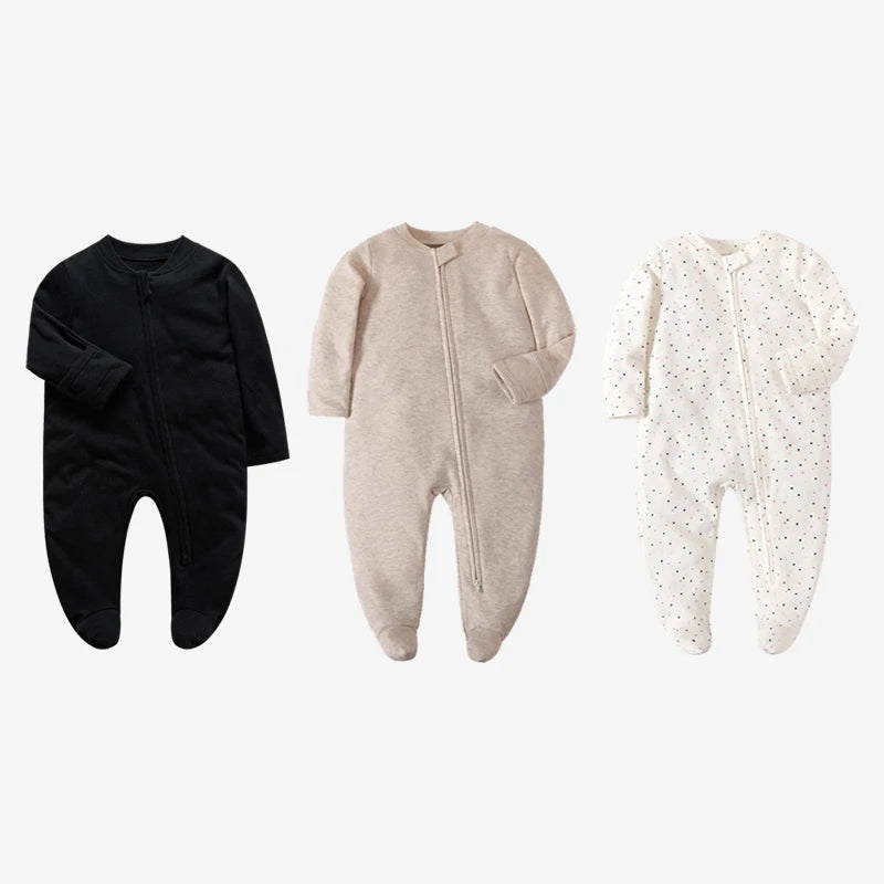 Unisex Newborn Cotton Footed Pajamas | Comfortable Long Sleeve Romper