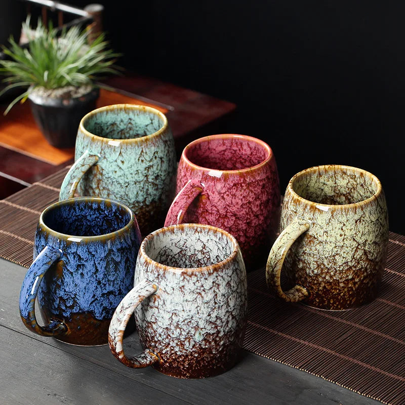 High-Capacity Ceramic Coffee Cup | Vintage Japanese Drinkware
