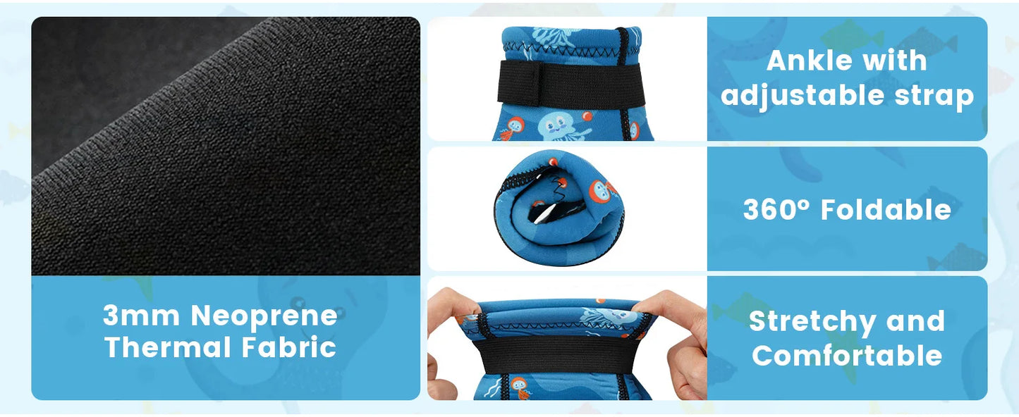 3mm Neoprene Wetsuit Socks for Kids | Non-Slip Swim Booties