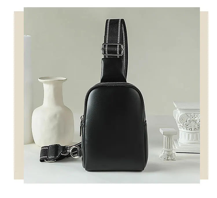 Unisex Soft Leather Chest Bag | Versatile Crossbody Waist Bag