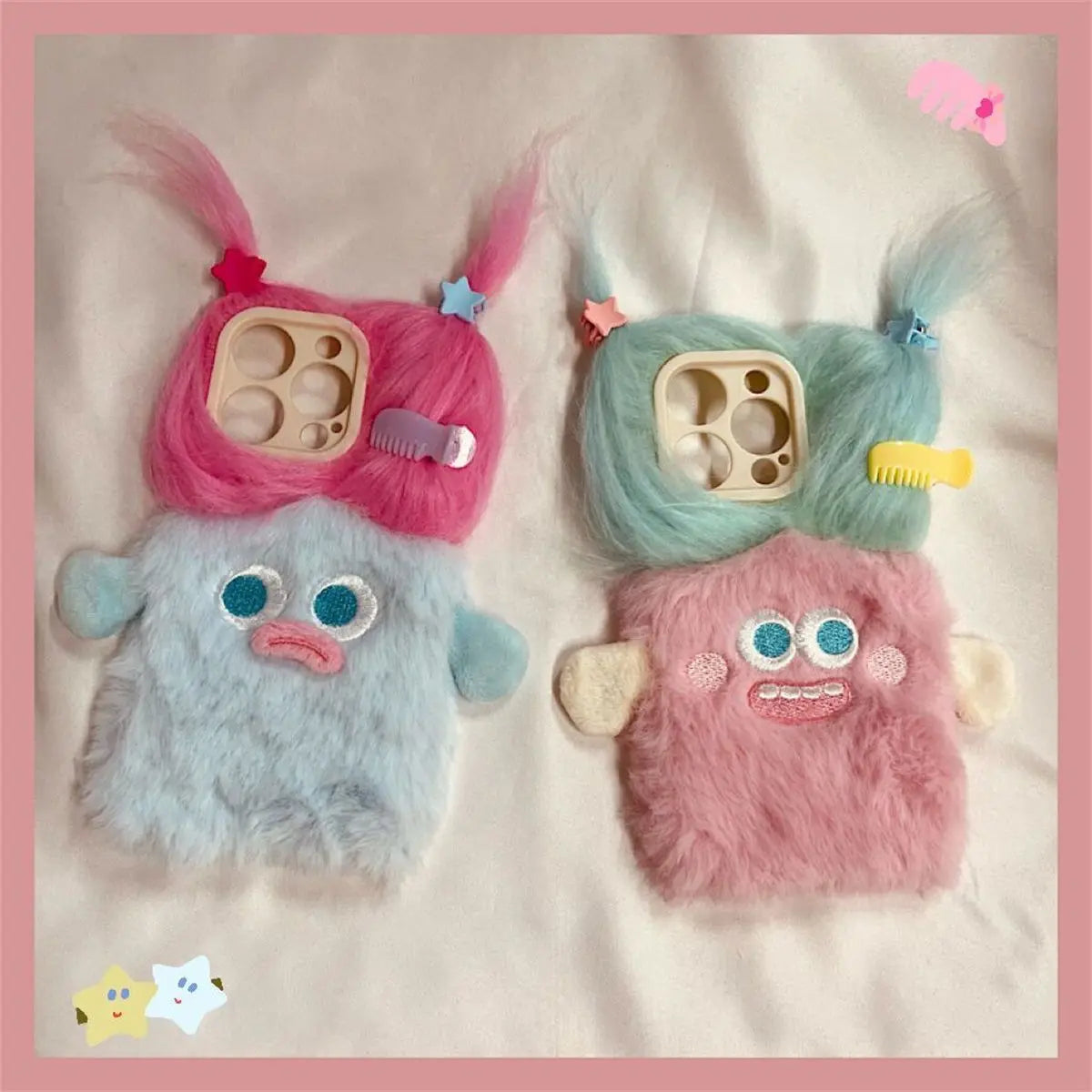 3d Cute Cartoon Plush Phone Case,  for IPhone 16 15 14 13 12 11 Mini Pro Max X XR XSMax,funny Shock-proof Phone Covers