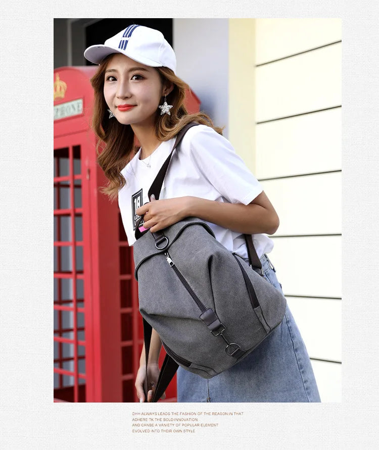 Stylish Vintage Canvas Women Backpack | Fashionable Casual Bag