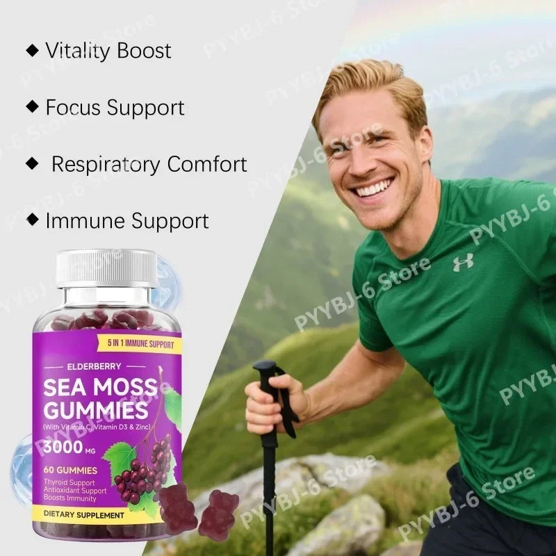 Elderberry Sea Moss Gummies | Daily Wellness Supplement for Adults