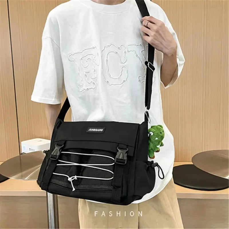 Bolso cruzado de nailon elegante para adolescentes | Bandolera multibolsillos