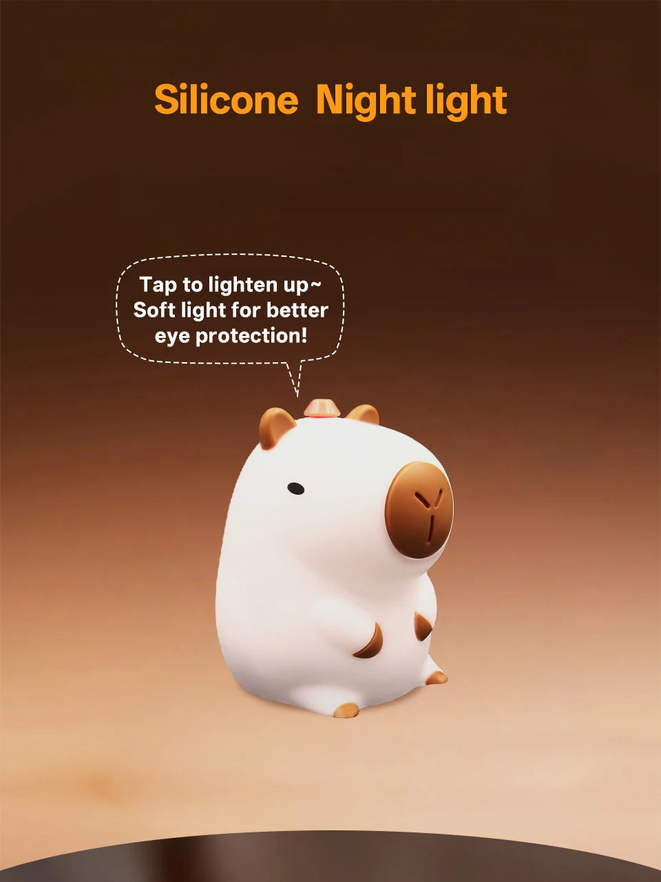 Adorable Capybara Night Light | Rechargeable Kids Touch Lamp