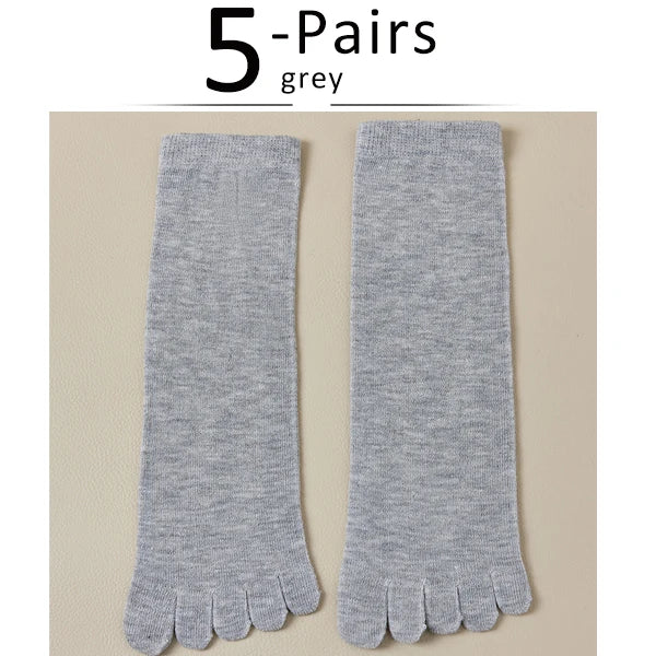 5 Pairs Women's 5 Finger Socks | Comfortable Cotton Toe Socks