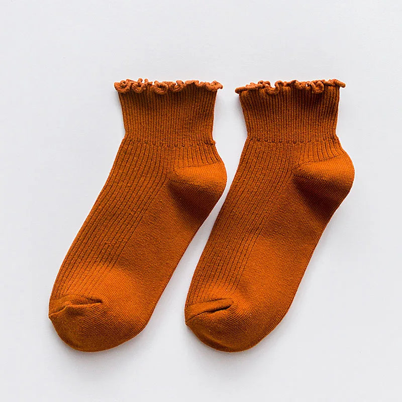 5 Pairs Women's Ruffled Ankle Socks | Stylish and Breathable