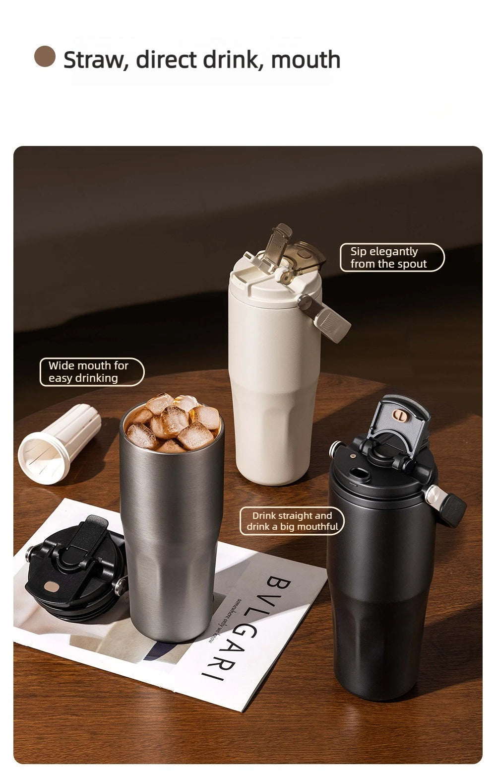 800ML Insulated Travel Tumbler with Straw & Tea Infuser | Leakproof Design