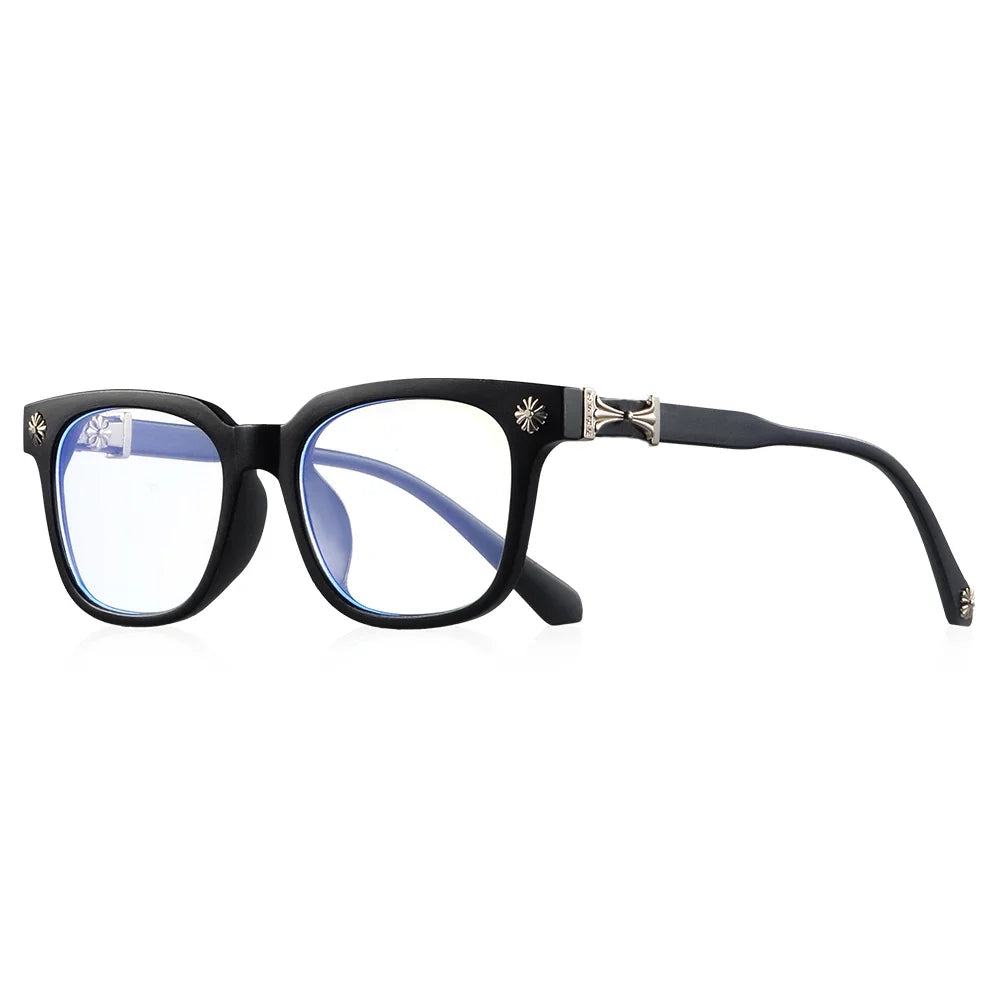 Classic 2Pcs Square Anti Blue Light Glasses For Men And Women Black & Transparent Frame Unisex Computer Wearing Women Glasses