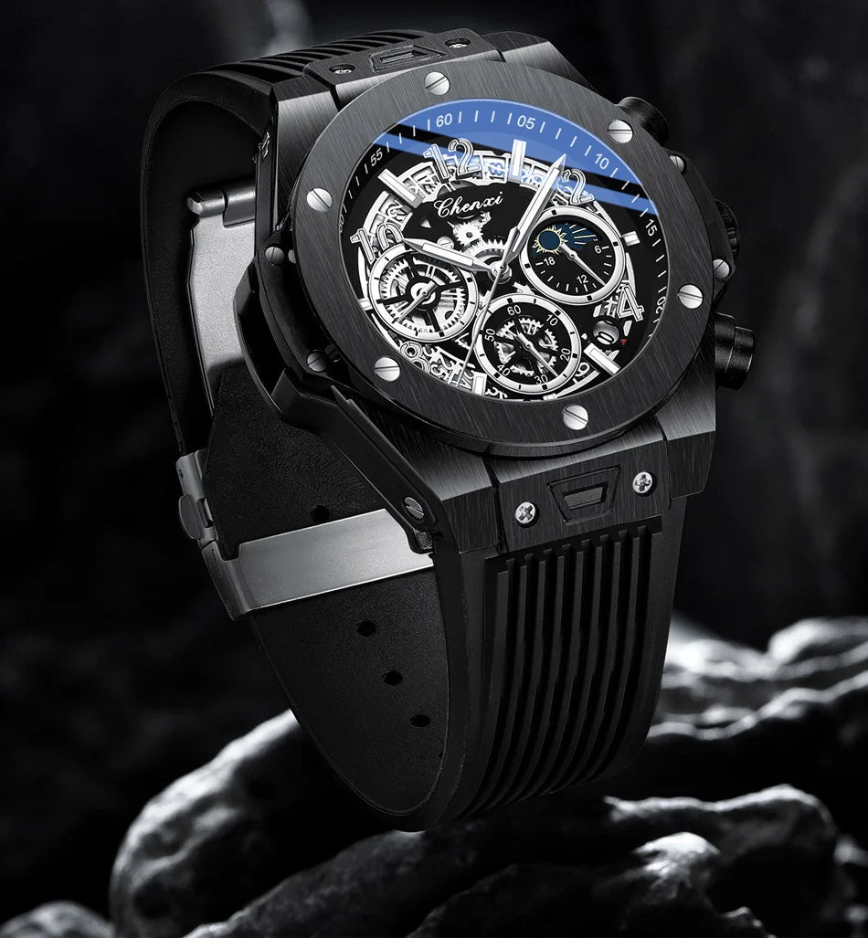 Stylish Big Dial Men's Military Watch | Waterproof Rubber Strap