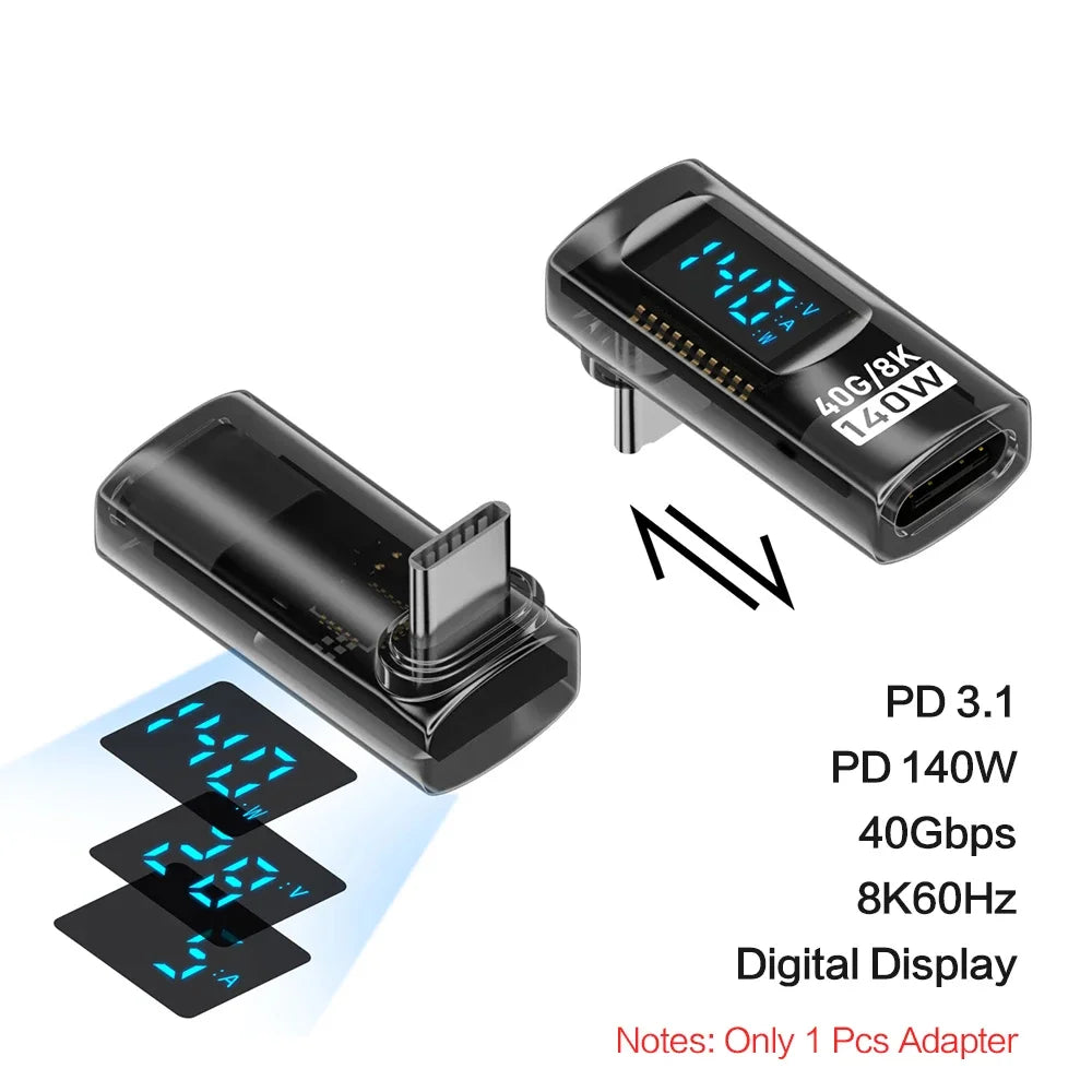 Right Angle USB C Adapter | 40Gbps Data Transfer & 8K Video