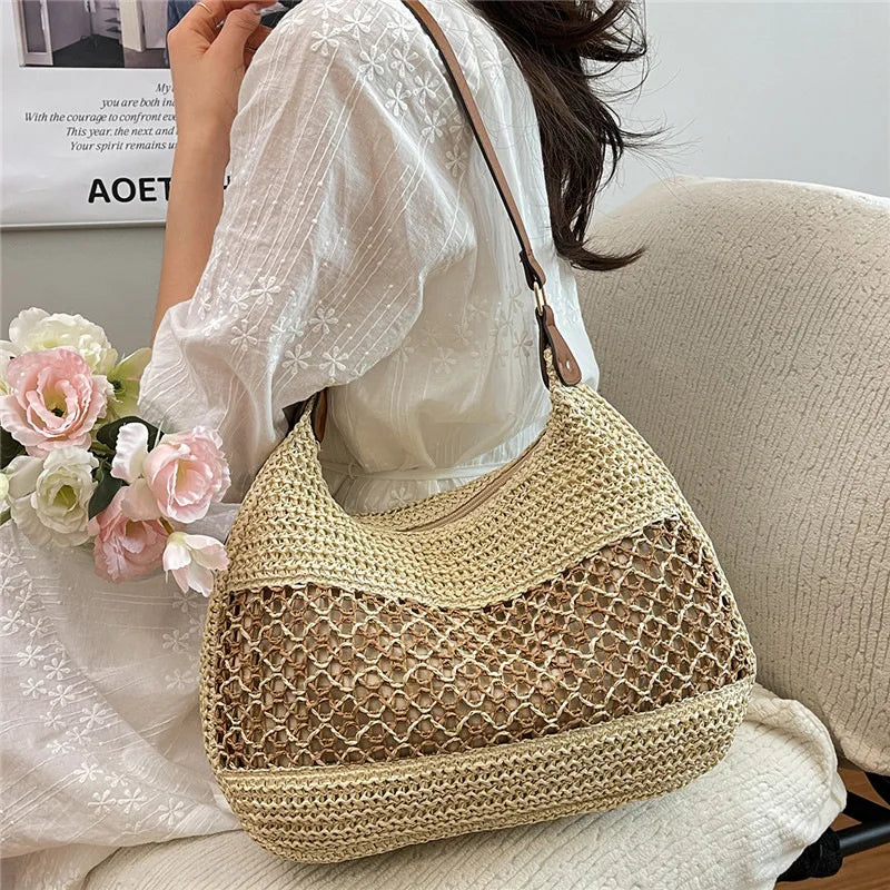 Bolso de Hombro Bohemio Tejido | Bolso de Playa de Gran Capacidad