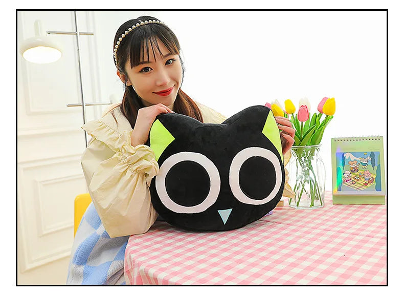 Kawaii Black Cat Plush Toy | Adorable Big Eye Cat Pillow