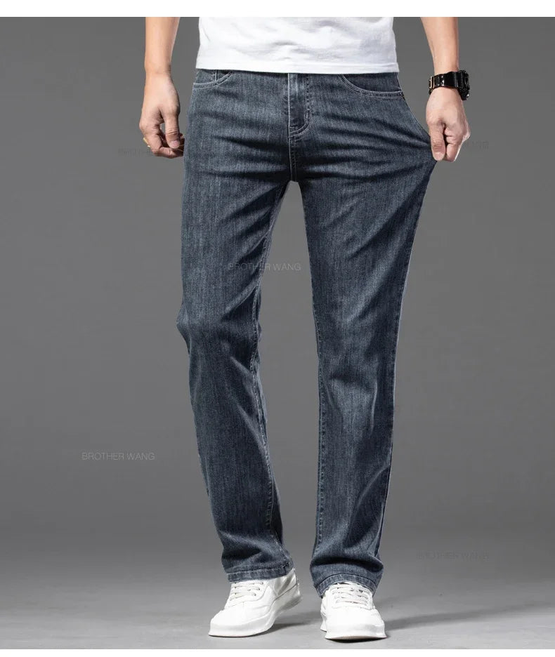 Men's Casual Loose-Fit Straight Jeans | Comfortable Everyday Denim